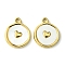 Ion Plating(IP) 304 Stainless Steel Pave Shell Flat Round Charms with Heart, Real 14K Gold Plated, 14.5x12.5x2mm, Hole: 1.6mm