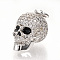 Brass Micro Pave Cubic Zirconia Pendants, Cadmium Free & Lead Free, with Jump Rings, Skull, Platinum, 18x10x12mm, Hole: 3mm