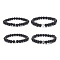 4Pcs 4 Style Heart & Round & Flat Round Alloy & Natural Lava Rock Beaded Stretch Bracelets Set for Women, Inner Diameter: 2-1/4 inch(5.6cm), 1Pc/style