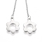 Non-Tarnish Adjustable 304 Stainless Steel Lariat Necklaces, Slider Necklaces, with Box Chains, Flower, Stainless Steel Color, 26.37 inch(67cm)