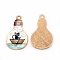 Japanese Style Print Alloy Enamel Pendants, Bulb with Cat Cadmium Free & Lead Free, White, 28x16.5x2mm, Hole: 2mm