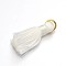 Nylon Tassel Pendant Decorations, with Golden Tone Iron Findings, White, 27~30x15mm, Jump Ring: 4mm, Hole: 4x2mm, 10pcs/bag