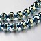Electroplate Non-magnetic Synthetic Hematite Bead Strands, Bicone, Green Plated, 6x6mm, Hole: 1mm, about 61pcs/strand, 15.7 inch