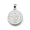 304 Stainless Steel Pendants, Flat Round with Saint Benedict Medal, Stainless Steel Color, 24.5x22x2.5mm, Hole: 7.5x3.5mm