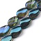 Transparent Electroplate Glass Bead Strands, Rainbow Plated, Teardrop, Dark Sea Green, 18.5x12.5x6mm, Hole: 1mm, about 40pcs/strand, 29.29 inch(74.4cm)