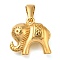 Ion Plating(IP) 304 Stainless Steel Pendants, Elephant Charms, Golden, 16.5x18x6.5mm, Hole: 7x3mm
