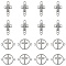 40Pcs 2 Styles Religion Alloy Crystal Rhinestone Connector Charms, Cross & Ring Links, Platinum, 16~21x11~21x2~3mm, Hole: 1~1.6mm, 20pcs/style