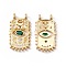 Rack Plating Brass Micro Pave Cubic Zirconia Pendants,  Cadmium Free & Nickel Free & Lead Free, Rectangle with Eye, Real 18K Gold Plated, 28x15x2~4mm, Hole: 2.5mm