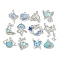 Alloy Rhinestone & Enamel Pendants, with ABS Imitation Pearls and Resin, Lead Free & Cadmium Free, Silver, Ocean Animals Charm, Deep Sky Blue, 13~32x13.5~20.5x3~8mm, Hole: 1~2mm, 24pcs/set