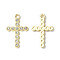 Rack Plating Alloy Rhinestone Pendants, Lead Free & Cadmium Free & Nickel Free, Cross Charms, Light Gold, Crystal, 20.5x13x1.5mm, Hole: 1.6mm
