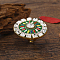 Bohemian Vintage Ethnic Alloy Rhinestone Finger Rings, Enamel Style Flower Finger Rings for Women, Green,