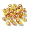 Two Tone Glass European Beads, Large Hole Beads, with Silver Tone Brass Double Cores, Rondelle, Gold, 15x11mm, Hole: 5mm