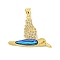 Rack Plating Brass Micro Pave Clear Cubic Zirconia Pendants, with Glass, Long-Lasting Plated, Lead Free & Cadmium Free, Brid, Real 18K Gold Plated, 30x30x4mm, Hole: 5x4mm