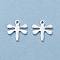 201 Stainless Steel Charms, Dragonfly, Silver, 12x11x0.8mm, Hole: 1.2mm