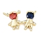 Rack Plating Brass Micro Pave Cubic Zirconia Pendants, Lead Free & Cadmium Free, Long-Lasting Plated, Human Charms, Real 18K Gold Plated, 12.5x20x3mm, Hole: 1mm