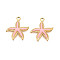 304 Stainless Steel Pendants, with Enamel, Starfish Charms, Real 18K Gold Plated, Ion Plating(IP), Pink, 25x22x3mm, Hole: 2mm