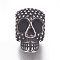 304 Stainless Steel Beads, Skull, Antique Silver, 15.5x10.5x11mm, Hole: 6mm
