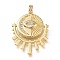 Brass Micro Pave Clear Cubic Zirconia Pendants, Eye with Moon, Golden, Clear, 32x21.5x3.5mm, Hole: 3mm