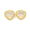 Rack Plating Brass Charms, with Glass, Long-Lasting Plated, Lead Free & Cadmium Free, Heart, Real 18K Gold Plated, Clear, 12x12x5.5mm, Hole: 1.2mm