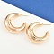Brass Stud Earrings, C-Shaped, Real 18K Gold Plated, 35x11.5mm