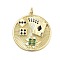 Brass With Cubic Zirconia And Enamel Pendants, Cadmium Free & Lead Free, Round with Chess and Cards Charms, with Jump Ring, Real 18K Gold Plated, 30.5x28x2.5mm, Hole: 3mm