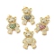 Brass Micro Pave Cubic Zirconia Pendants, Cadmium Free & Lead Free, Bear Charms, Golden, Mixed Color, 29.5x20.5x5.5mm, Hole: 5x3.5mm