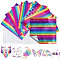 7 Sheets Waterproof PET Rainbow Gradient Color Stickers, 2 Sheets Self-Adhesive Tartan Pattern Stickers, for DIY Scrapbooking, Decor Craft Making, Mixed Color, Square & Rectangle, Mixed Patterns, 305x305x0.2mm