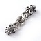 304 Stainless Steel Links connectors, with Stainless Steel Color Curb Chains, Fleur De Lis, Smooth Surface, Antique Silver, 47x8.5x4mm, Hole: 3x6mm