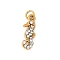 304 Stainless Steel Rhinestone Pendants, Ocean Collection Charms, Ion Plating(IP), Real 18K Gold Plated, with Jump Ring, Sea Horse, 14.5x5.5x2.5mm, Hole: 2.4mm
