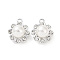 Alloy Rhinestone Pendants, with ABS Imitation Pearl Beaded, Flower Charms, Platinum, 20.5x17.5x11.5mm, Hole: 1.5mm