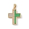 Rack Plating Brass Micro Pave Cubic Zirconia Pendants, with Imitation Pearl, Lead Free & Cadmium Free, Long-Lasting Plated, Cross, Real 18K Gold Plated, 20.5x15x3.5mm, Hole: 5x2.5mm