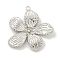 Non-Tarnish 304 Stainless Steel Pendants, Flower Charm, Stainless Steel Color, 28x27x3.5mm, Hole: 1.6mm