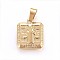 304 Stainless Steel Pendants, Square with Saint Benedict, Golden, 18x15x3.5mm, Hole: 7x4mm