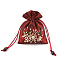 Flower Pattern Satin Jewelry Packing Pouches, Drawstring Gift Bags, Rectangle, Dark Red, 14x10.5cm
