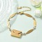 304 Stainless Steel Oval Link Bracelets, Alloy Envelope & Word Love You Link Bracelets for Women, with Rhinestone, Real 18K Gold Plated, 6-7/8 inch(17.6cm)