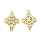 Brass Pave Cubic Zirconia Connector Charms, Light Gold, Rhombus Links, Champagne Yellow, 20x14x3mm, Hole: 1.2mm