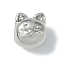 Rack Plating Brass Beads, Long-Lasting Plated, Lead Free & Cadmium Free, Cat, Platinum, 9.5x8.5x8mm, Hole: 3.5mm