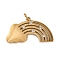 304 Stainless Steel Pendants, with Rhinestone, Rainbow, Golden, 15.5x27x2mm, Hole: 3.4mm