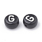 Opaque Acrylic Beads, Horizontal Hole, Alphabet Style, Flat Round, Letter.G, 7x4mm, Hole: 1.5mm, about 3700pcs/500g