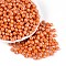 Opaque Colours Glass Seed Beads, Glazing Style, Lantern, Dark Orange, 6~6.5x5~5.5mm, Hole: 1.4~1.6mm, about 1730pcs/pound