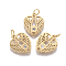 316 Surgical Stainless Steel Pendants, with Micro Pave Cubic Zirconia and Jump Ring, Long-Lasting Plated, Heart Wing, Clear, Real 18K Gold Plated, 14.7x12.3x1.5mm, Hole: 3.5mm