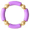 Fashionable Women's Chunky Curved Acrylic Tube Beads Stretch Bracelets, Orchid