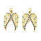 Wings Brass Micro Pave Cubic Zirconia Pendants, Cadmium Free & Nickel Free & Lead Free, Real 18K Gold Plated, 21x16x3mm, Hole: 4.5x2.5mm