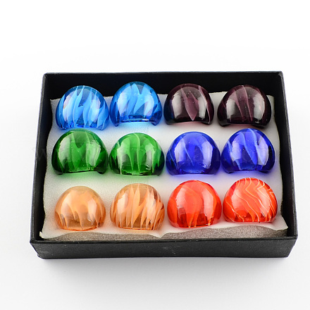 Ручной работы Lampwork широкополосного кольца RJEW-Q150-M04-B-1