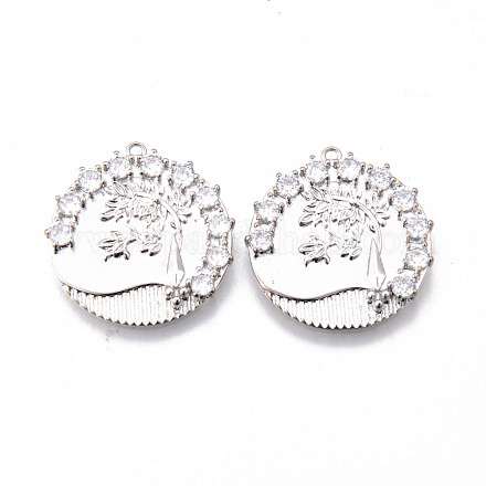 Латунные микропаве прозрачные подвески с фианитом KK-N232-172P-NF-1