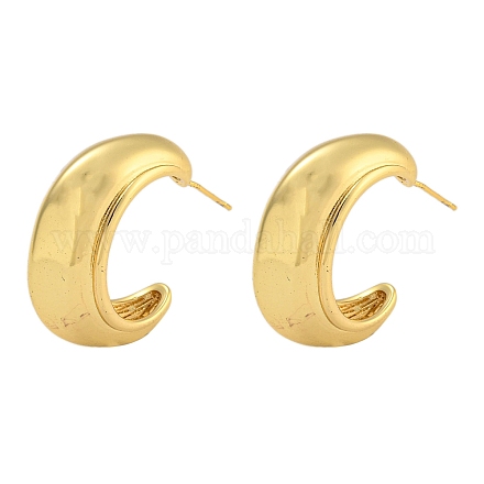 Серьги-гвоздики из латуни в форме буквы С EJEW-C116-08G-1