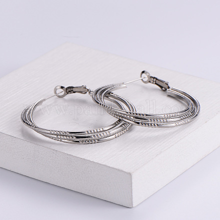 6 пара тройных серег-колец из нержавеющей стали TG0957-1-1