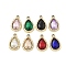 K5 Glass Pendants, Alloy Findings, UV Plated, Teardrop, Light Gold, 18.5x12x5mm, Hole: 1.8mm