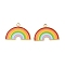 304 Stainless Steel Enamel Pendants, Ion Plating(IP), Rainbow Charm, Real 18K Gold Plated, Colorful, 14x20.5x1mm, Hole: 1.8mm