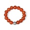 4MM Round Natural Red Agate Beaded Stretch Rings, European and American Style